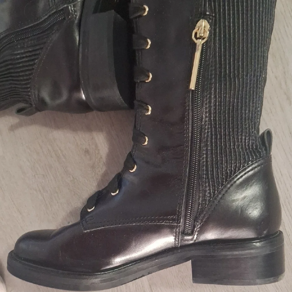 Louise Et Cie - Black Leather Lace Up Biker Boots